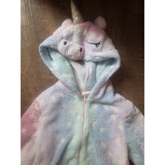 Womens M (8-10) Rainbow Unicorn 1 Piece Pjs - Picture 2 of 5
